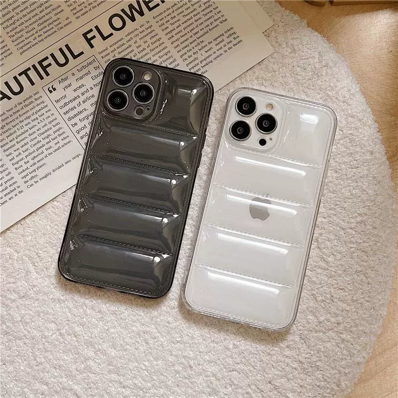 【パーツなし】ダウンジャケット型シェイカースマホケース傷防止背面カード付 iPhone 全機種対応